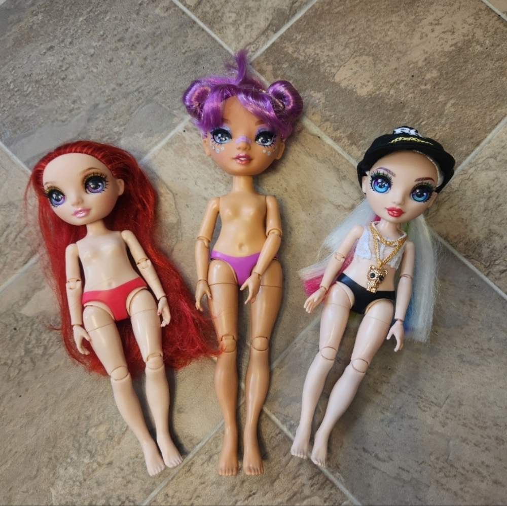 Vibrant Hair Fashion Doll Trio